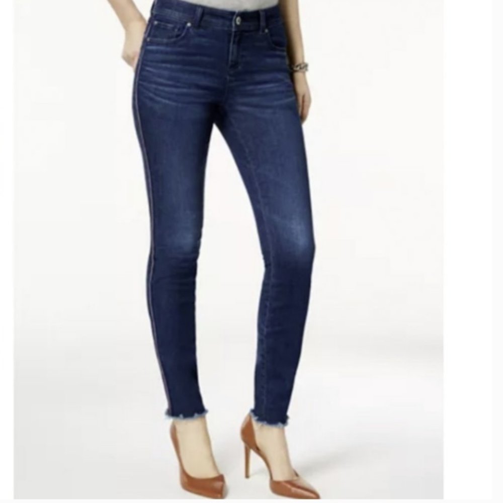 Inc Raw Hem Racing Stripe Skinny Jeans Size 0